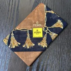 FENDI タッセル柄 シルクハンカチ 約50cm