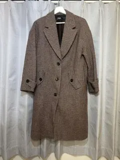 ZARA チェック柄 ダブルブレストコート