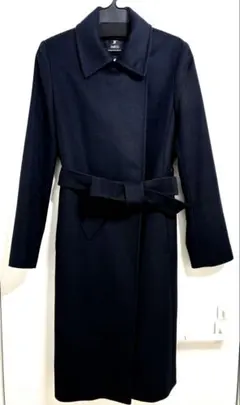 イネドINED 9号ネイビー濃紺カシミヤ100%ラップコート冠婚葬祭フォーマル