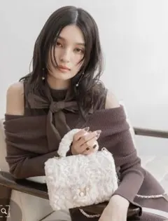 RANDAランダ 2WAY モノグラムパーツファーバッグ