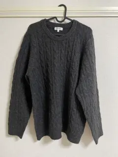 GLOBAL WORK ケーブル編みニット L ダークグレー