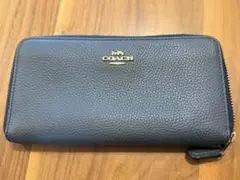 COACH コーチ 長財布 ラウンドファスナー ネイビー レザー F16612