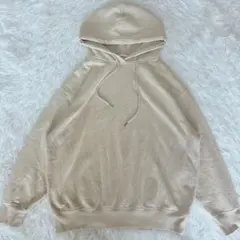 GU ジーユー オーバーサイズスウェットプルパーカ ベージュ S 無地