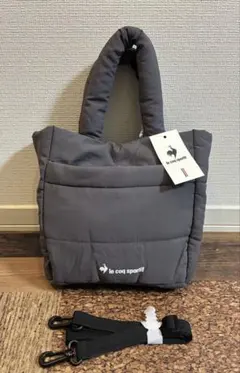 新品　ルコック　ふかふかトートバッグ　ショルダーバッグ　キルティング　グレー