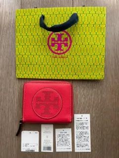 co2 TORY BURCH エラ 朱色 キャンバス×レザー ビッグロゴ - メルカリ