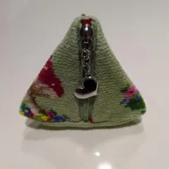 フェイラー FEILER のミニポーチ コインケース 三角ポーチ 緑色 きのこ柄