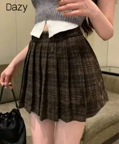 Dazy ブラウンチェック プリーツスカート