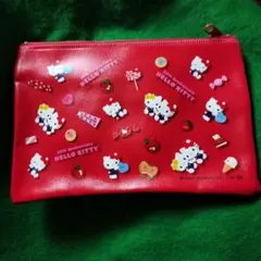 ハローキティ　フラットポーチ　赤　かわいい