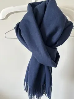 ブルー マフラー 大判 カシミヤタッチ 無地 新品