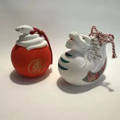 【縁起物】干支 土鈴 2点セット 辰（龍）・巳（蛇） 郷土玩具 置物のサムネイル