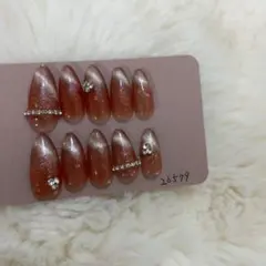 ピンク系グラデーションネイルチップ　マグネット　ラメ　キラキラ　結婚式　シンプル