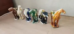 TS5 唐三彩 馬 置物 3体セット 陶器 人形 骨董品 古美術 アンティーク