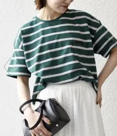 新品未使用品　SHIPS any ボーダー Tシャツ 半袖 グリーンのサムネイル