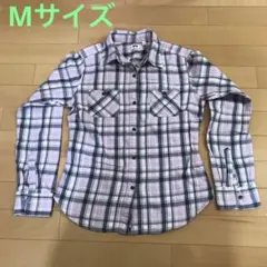 ユニクロ　トップス　シャツ　Mサイズ　ピンク系　チェック