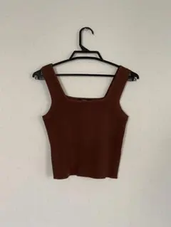 【MURUA】ブラウン リブ編み タンクトップ