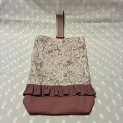 《handmade》キッズ上履き入れ　フリル付きリボン柄