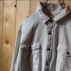 AE5624 heRitage1981 長袖シャツ グレーストライプ メンズ M