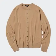 ユニクロ　メリノクルーネックカーディガン　XS　ベージュ