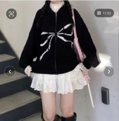リボンモチーフジップニットフーディのサムネイル