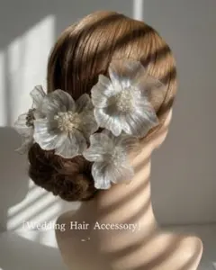 クリアホワイト花ヘッドドレス