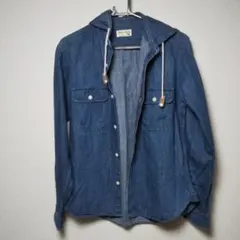 global work メンズ　デニム　フード付きシャツ　サイズM