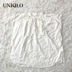 UNIQLO ユニクロ ノースリーブ ブラウス オフィスカジュアル リボン 麻混