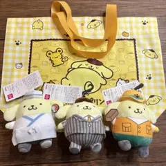 アベイル　ポムポムプリン　マスコットチャーム3体、ノベルティ付
