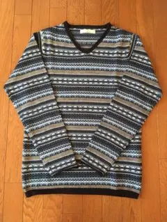 ikka メンズセーター　ブルーデザイン