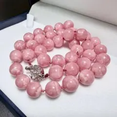 希少‼️天然本翡翠 珍しいピンク色翡翠11.8ミリ大粒一連ネックレス