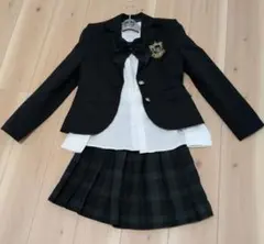 制服風紺ブレ＆グリーンのチェックスカートのセットアップ 160cm