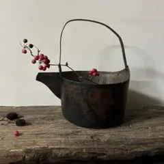 シャビー 古い片口銅鍋その④コッパーケトル 骨董 ガーデニング 古道具