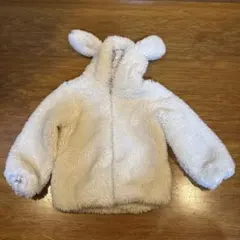 【古着】子供服 アウター ふわふわ 犬 110cm 白のサムネイル
