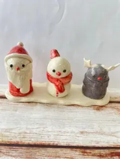 陶芸クリスマス オブジェ トナカイ サンタ 雪だるま ハンドメイド 置物