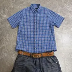 USA製 90s cityboy 短丈　リネン　ボックス　チェックシャツ