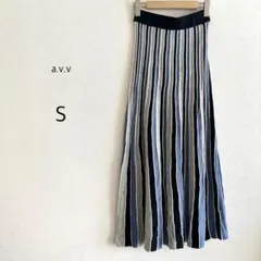a.v.v サマーニットスカート ストライプ マルチカラー S フレア ロングのサムネイル