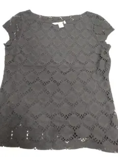 BANANAREPUBLIC バナナリパブリック 黒 レースカットソー 0号