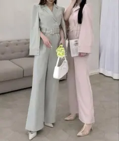 ロイヤルパーティー ベルト付ケープ風オールインワン ピンク タグ付き FS