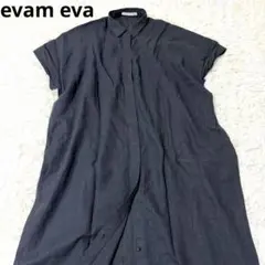 evam eva　エヴァムエヴァ　リネンシャツワンピース　半袖　洗濯可　日本製のサムネイル