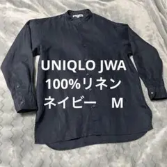 ユニクロ　JWアンダーソン リネンオーバーサイズスタンドカラーシャツ ネイビーMのサムネイル