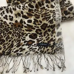 CORDIER ワールドヒョウ柄 シルク混ストール フリンジ付き