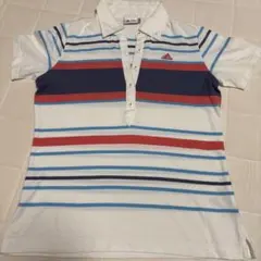 adidas ストライプ ゴルフシャツ Mサイズ