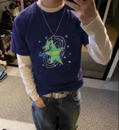 archive Tシャツopium 星柄 短丈　y2k