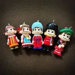 ペコちゃんポコちゃん　キャラクター チャーム　5個セット　不二家