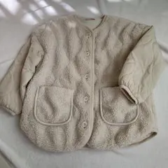 GU ボアジャケット 110 女の子 コート フリース 冬 裏起毛 白 ホワイト