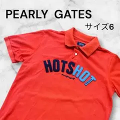 パーリーゲイツ 半袖ポロシャツ オレンジ サイズ6 メンズL ゴルフ ロゴ