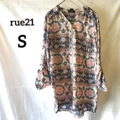 rue21【S】エスニック柄 七分袖チュニック トップス 古着