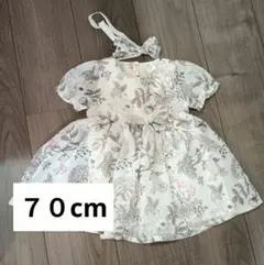 H&M 花柄 ウサギ プリント ドレス ワンピース 70cm