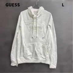 ゲス プルオーバー スウェットパーカー 白 プルオーバー ロゴ入り【8065】