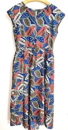 Simplicite 「美品」夏F 　葉柄　ノースリーブワンピース　華やか