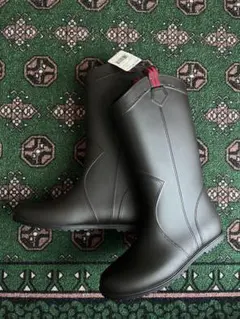 【新品未使用】レインブーツ　ダークブラウン　2cmインヒール